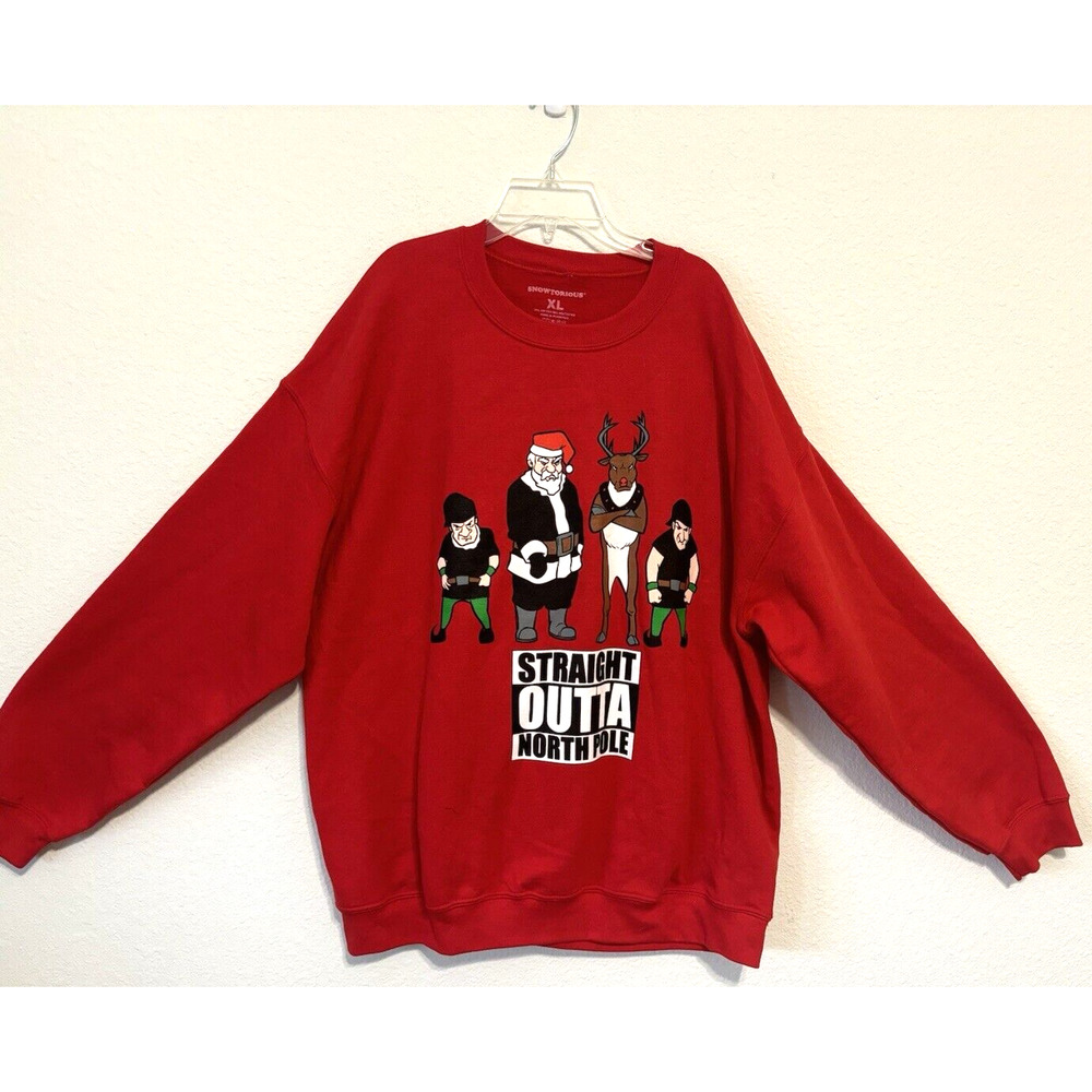 Christmas Sweatshirt Snowtorious Straight Outta North Pole XL Santa Elf Ugly - Picture 1 of 6